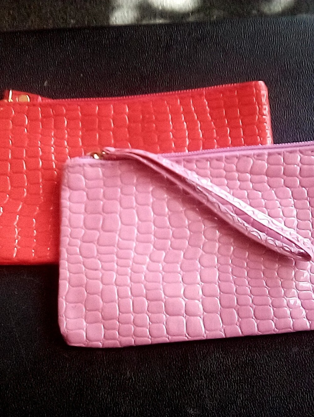 Pink Croc-Embossed Wristlet Clutch - Stylish Women's Bag